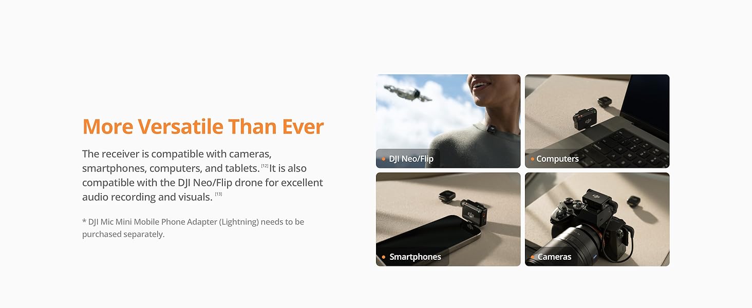 DJI Mic Mini Wireless Lavalier Microphone – Active Noise Cancelling Plug & Play Mic for iPhone, Android, Camera, PC & 2-Person Vlogging