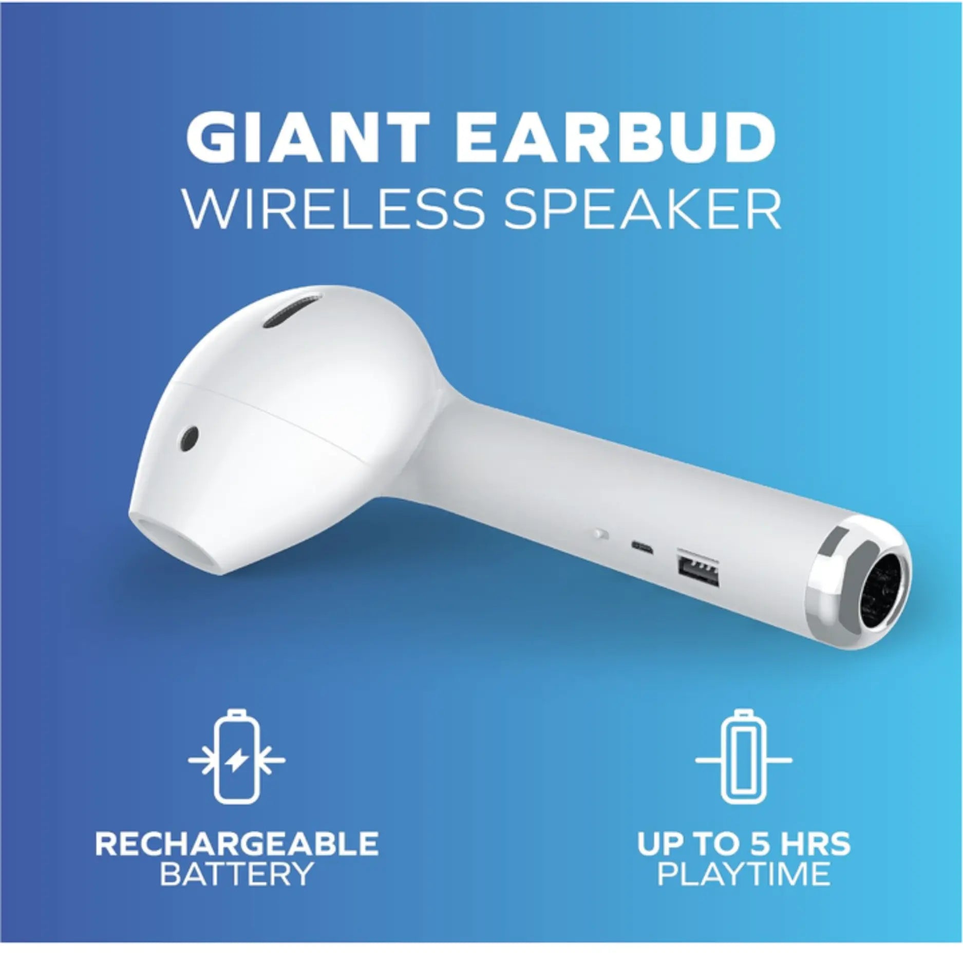 Giant Earbud Bluetooth Speaker – Funny Portable Wireless Speaker with HiFi Stereo Sound, FM Radio, Built-in Mic & TF Card Support
